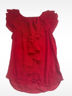 Ruffle Front Sleeveless Blouse in Red - Women's Chic Top